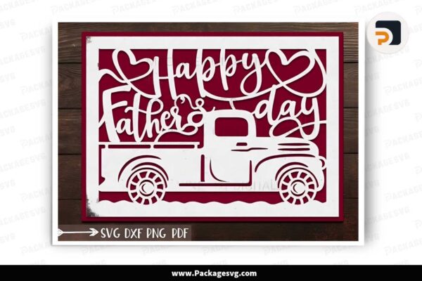 Happy Father's Day Card, Paper Cut Template Free Download