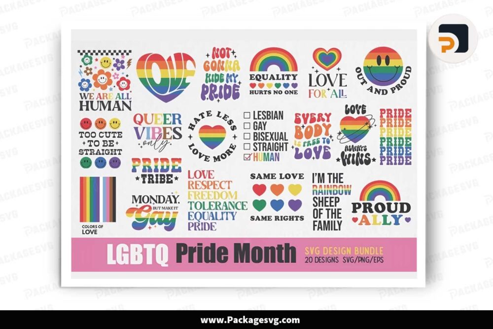 LGBTQ Pride Month Bundle, 20 SVG T-Shirt Designs LIFCUNUS