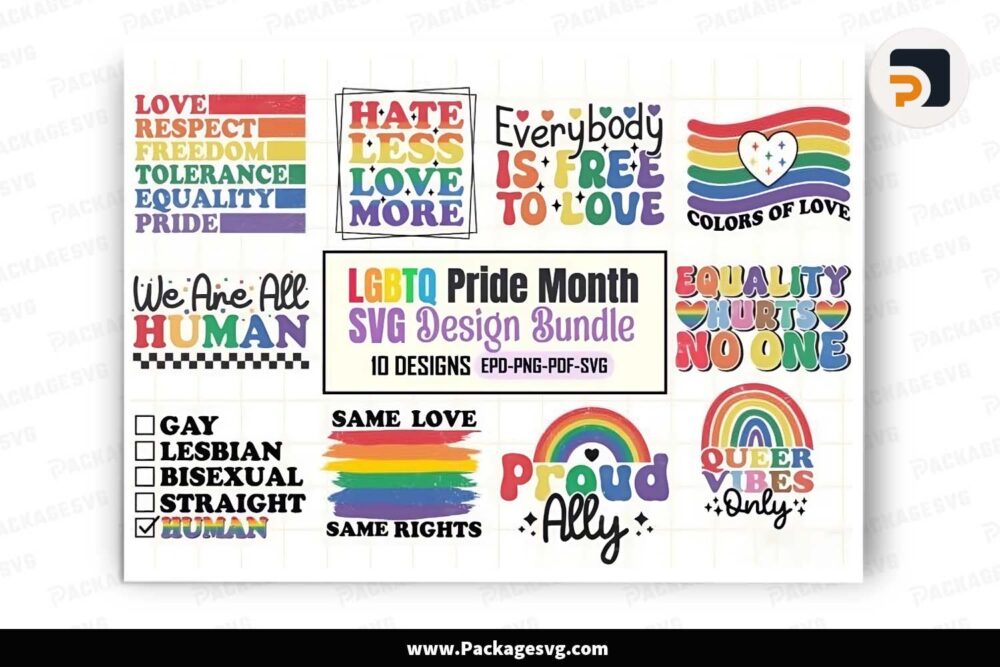 LGBTQ Pride Month SVG Design Bundle, 10 SVG T-Shirt Designs LIFD5X61