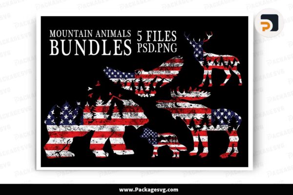 Mountain Animals American Flag Bundle Free Download