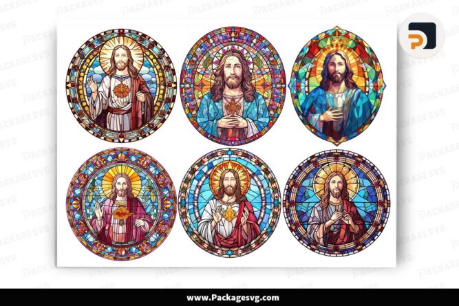 Stained Glass Jesus Sublimation Bundle, 6 Christian Designs LJ55RXXA