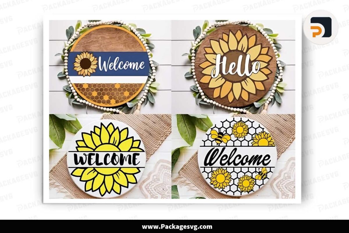 Welcome Home Sunflower Round Door Hanger Bundle Free Download