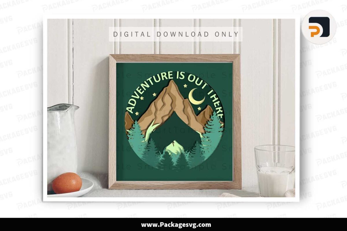 Adventure Shadow Box Svg, 3D Mountain Paper Cut Free Download