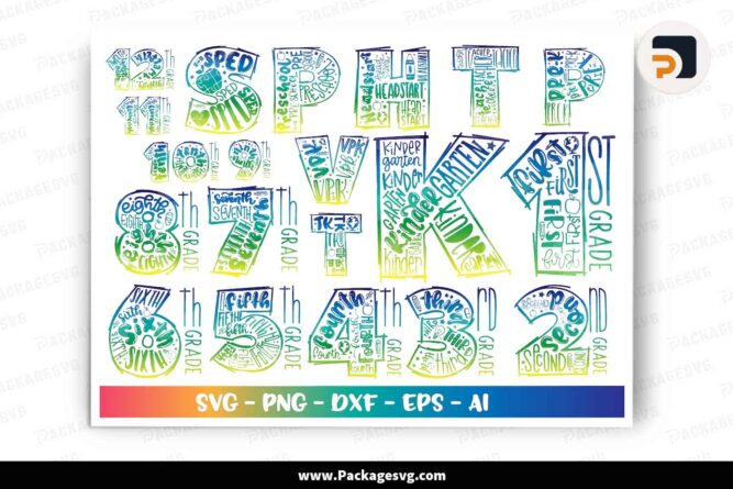 Back to School Bundle SVG, 20 Color Kids Designs LK697XHD