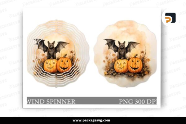 Bat Pumpkin Wind Spinner, Halloween Sublimation PNG Free Download
