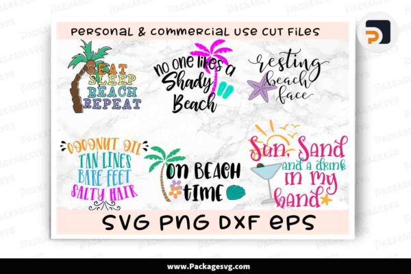 Beach Bundle, 6 SVG Cut Files Free Download