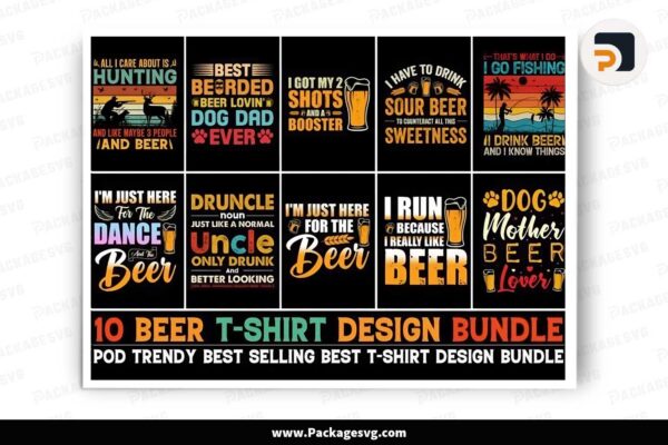 Beer T-Shirt Design Bundle Free Download