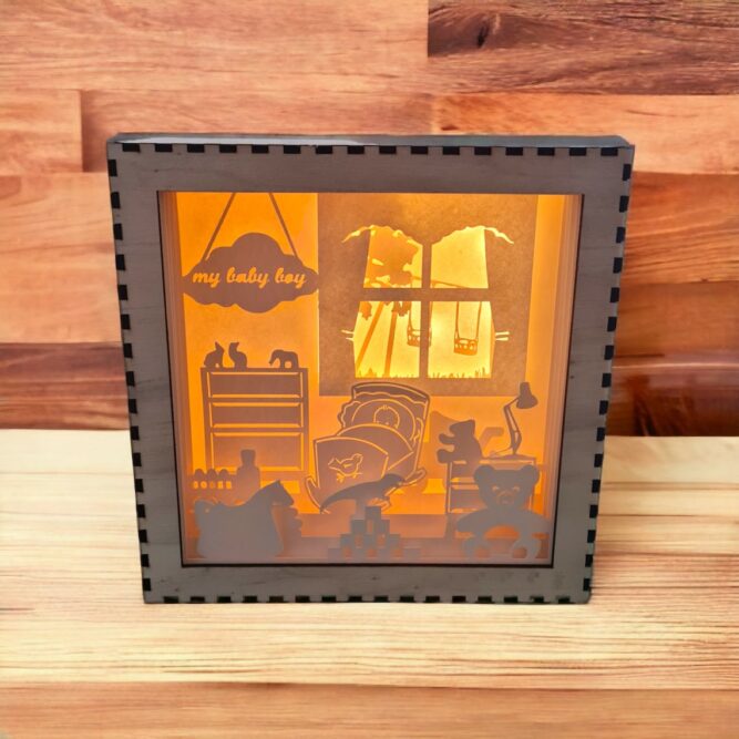 Baby Room Light Box SVG, 3d Layered Paper Cut LKM9R60Z