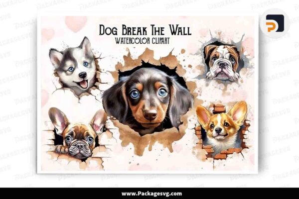 Dog Break the Wall Sublimation Clipart PNG Free Download