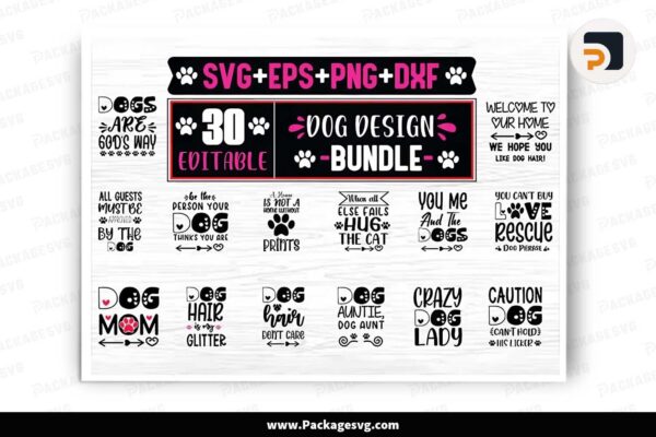 Dog Svg Bundle, 30 Cut Files For Cricut And Silhouette Free Download