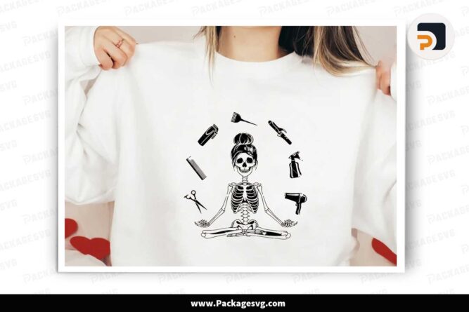 Hair Stylist Skeleton SVG, Printable on T-Shirt LKDBXT1T