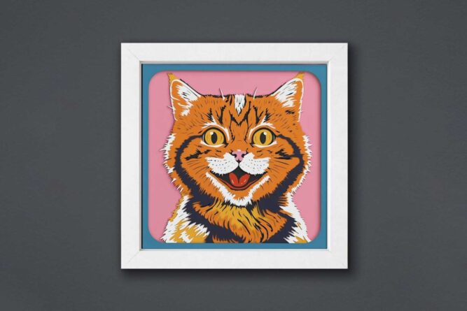 Happy Cat Shadow Box, SVG Files For Cricut LKKTYHR9