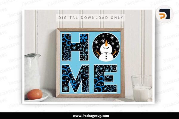Home Winter Shadow Box, 3d Layered Paper Cut Free Download