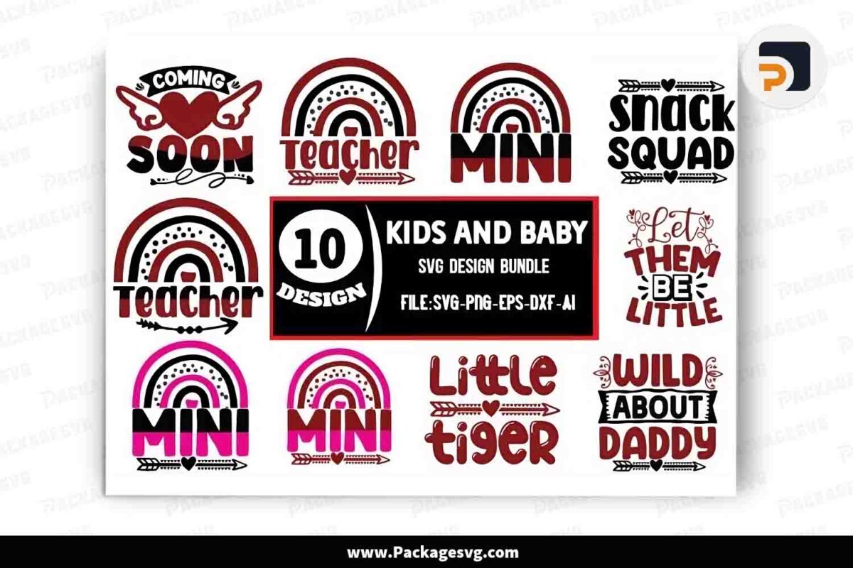 Kids and Baby SVG Bundle, 10 T-Shirt Designs Free Download