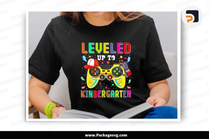 Leveled Up To Kindergarten PNG, Back To School Shirt Design LK3BMF46