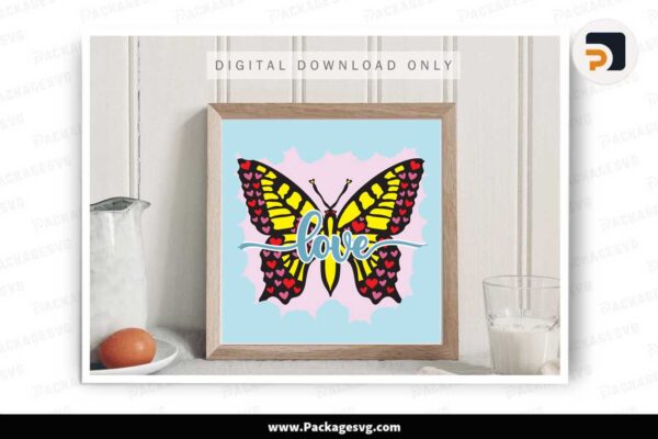 Love Butterfly Shadow Box SVG, 3d Layered Paper Cut Free Download