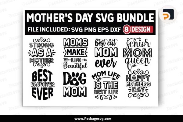 Mother's Day SVG Bundle, 8 Mom T-Shirt Designs Free Download