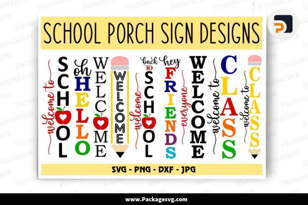 Porch Sign SVG Bundle, 9 Welcome to School Designs LKANKQHF