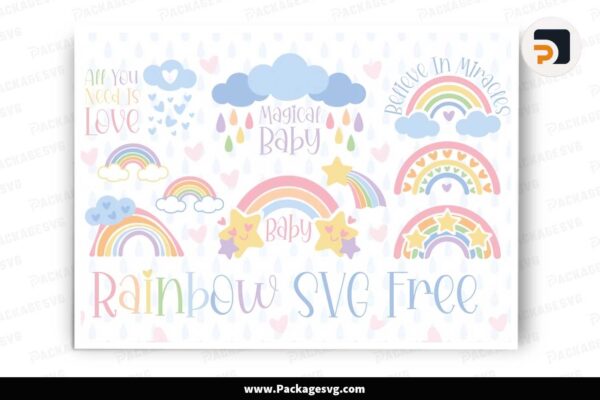 Rainbow SVG Bundle, Baby Shirt Designs Free Download