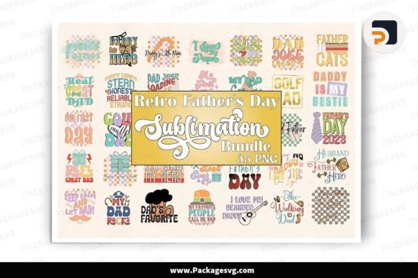Retro Father’s Day Sublimation Bundle, 35 Shirt Designs Free Download