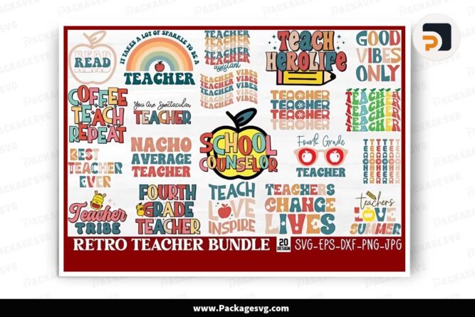 Retro Teacher Bundle, 20 School Shirt Designs LKCA55FH