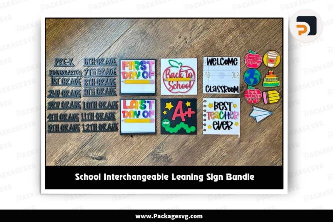 School Interchangeable Leaning Sign Bundle, SVG Files For Cricut