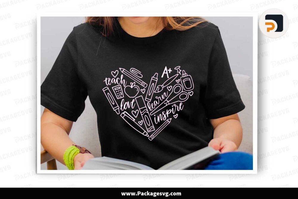 School Supplies Heart SVG, Back To School Shirt Design LK3BYVZ2