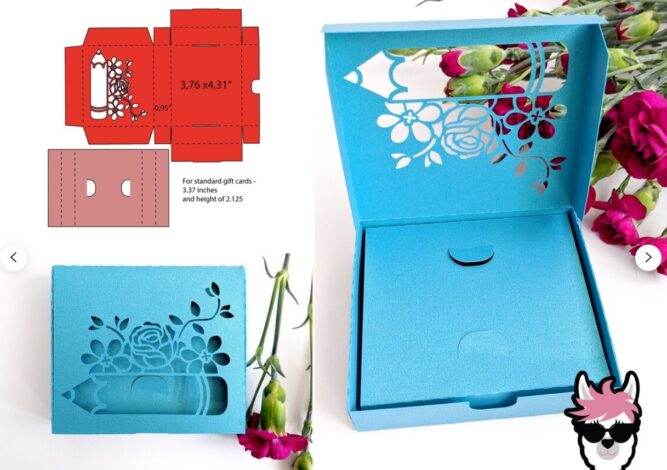 Teacher Gift Card Box Template, SVG files for Cricut LK9GO9LO
