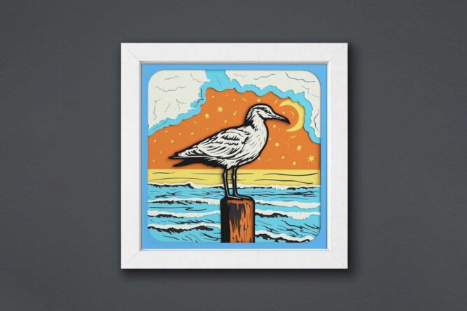 Seagull on the Beach Shadow Box, SVG Files For Cricut LKKT59W6