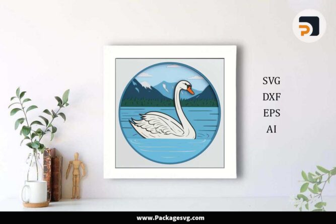 Swan on the Lake Shadow Box, SVG Files For Cricut LKKUAWH0