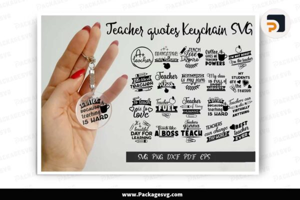 Teacher Keychain SVG Bundle, 20 Acrylic Keychain Designs Free Download