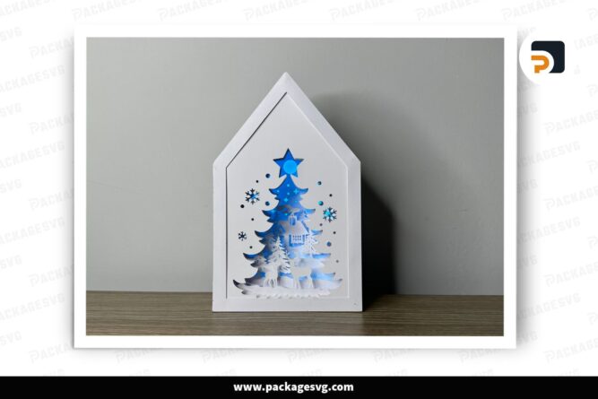 3D Christmas Deer Lantern House, SVG Paper Cut File LLHBN7I6
