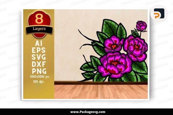 3D Layered Bouquet of Roses, SVG Cut File Free Download