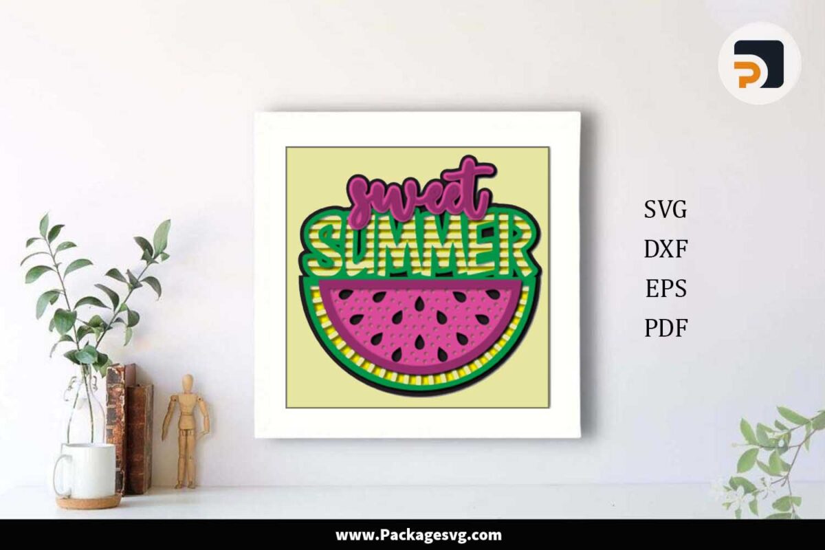 3D Sweet Summer Shadow Box, SVG Paper Cut File Free Download