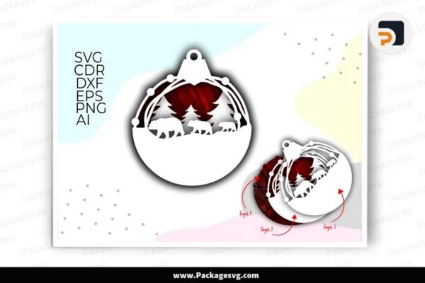 3d Bear Layered, Christmas Ornaments Svg Free Download