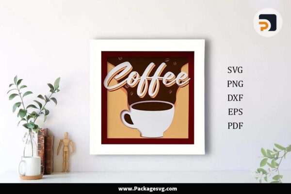 3d Coffee Shadow Box, SVG Paper Cut File Free Download