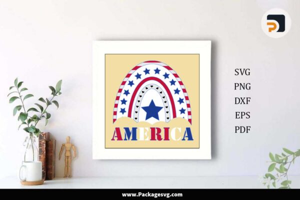 American Rainbow Shadow Box, SVG Paper Cut File Free Download