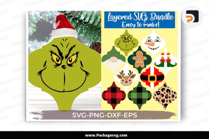 Arabesque Christmas Ornament SVG Bundle, 11 Arabesque Tile Designs LL1LLMTQ