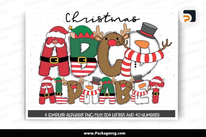 Christmas Alphabet PNG Bundle, Christmas Doodle Letters Cliparts LLVRYYD9
