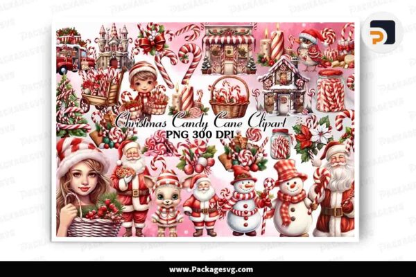 Christmas Candy Cane Sublimation Clipart Bundle Free Download
