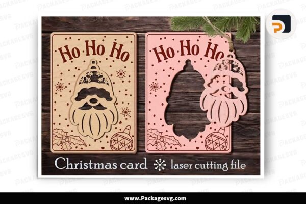 Christmas Card Papercut SVG, Santa Claus Laser Cut File Free Download