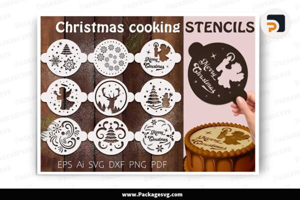Christmas Cooking Stencils Bundle, SVG Cut File Free Download