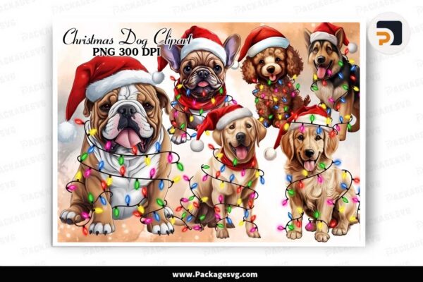 Christmas Dog Sublimation Clipart Bundle Free Download
