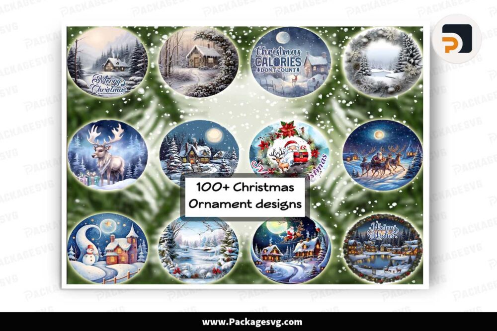 Christmas Round Ornament Bundle, 100+ PNG Sublimation Templates LLQ0WWEP