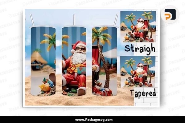 Christmas in July Tumbler, 3D Santa Claus Designs Free Download