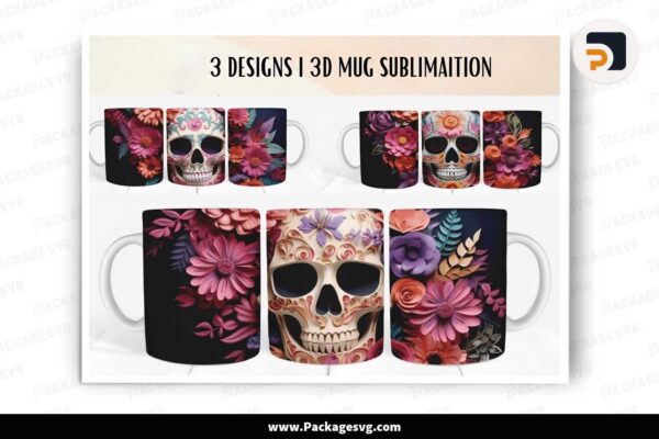 Day of the Dead 3D Sublimation Bundle, 11oz Mug Wrap Free Download