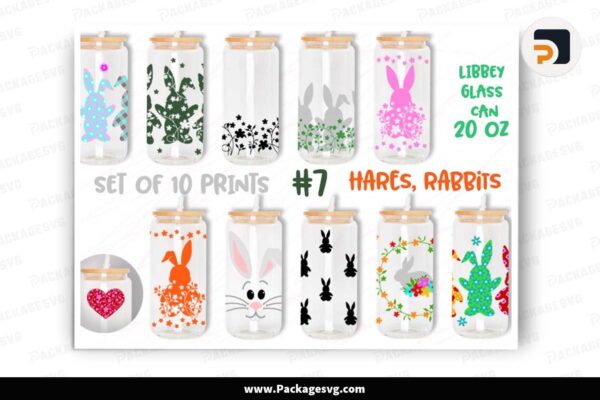 Easter Bunny Libbey Bundle, 20oz Glass Can Wrap Free Download