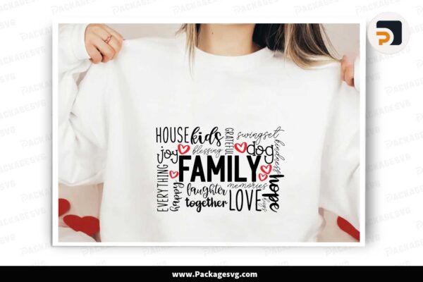 Family Word Art SVG, Shirt Design Free Download
