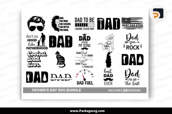Father's Day SVG Bundle, 20 Shirt Designs Free Download