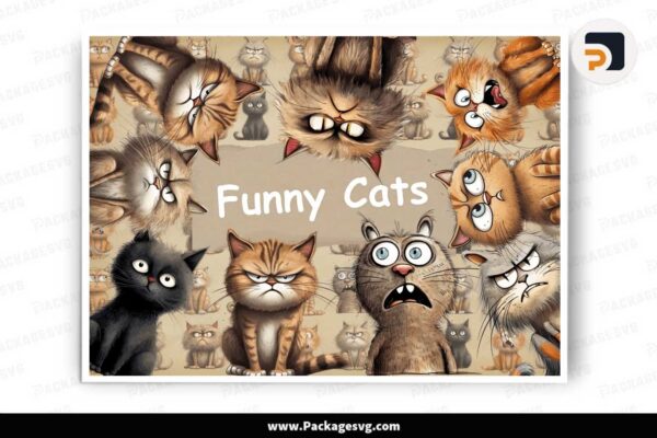 Funny Cats Clipart PNG Bundle Free Download